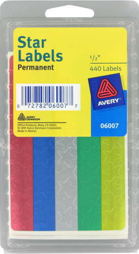 Avery® Permanent Foil Star Labels - Assorted Perspective: front