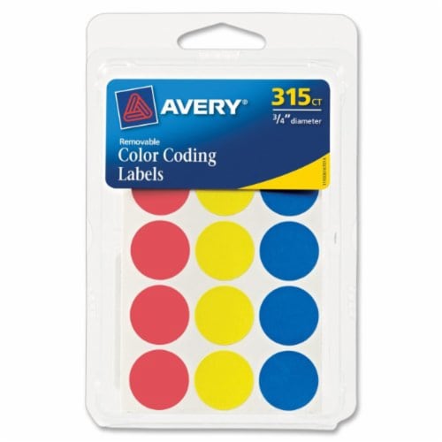 Avery 0.75 in. H x 3/4 in. W Assorted Color Coding Label 315 pk - Total Qty: 6; Each Pack Perspective: front