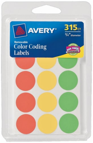 Avery® Removable Color Coding Round Labels - 315 Pack - Multi-Color - 0.75 Inch Perspective: front