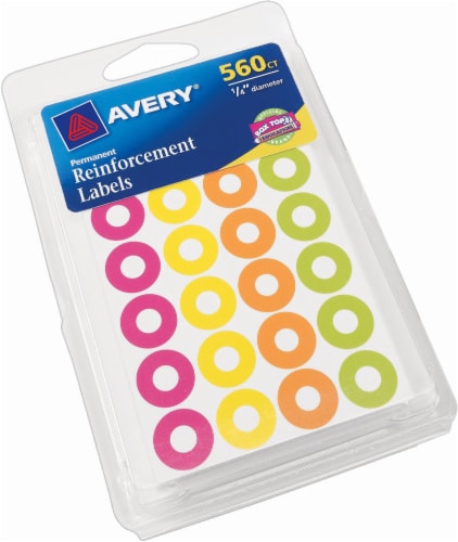  Avery 1/4 Round Self-Adhesive Reinforcement Labels