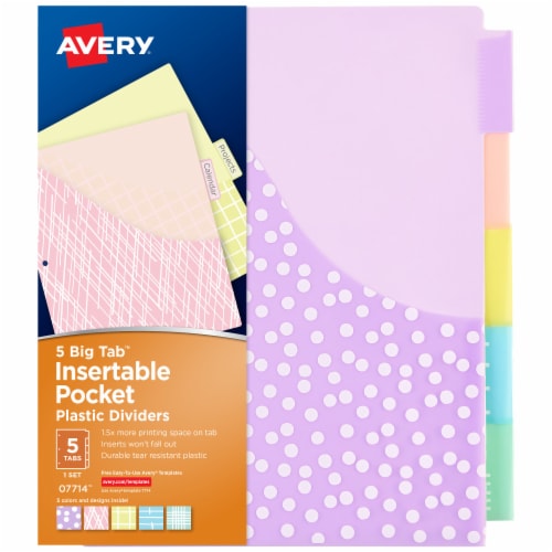 Avery® Big Tab™ Insertable Plastic Binder Dividers with Pocket - Multi-Color Perspective: front