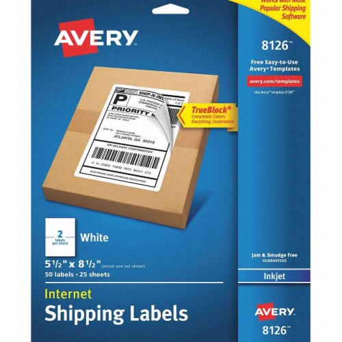 Avery™ Internet Shipping Labels - White Perspective: front