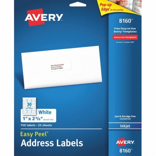 Avery Easy Peel Address Labels 750 Pack White 1 X 2 625 In Kroger