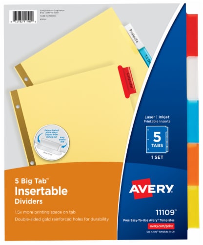 Avery Big Tab Insertable Dividers Perspective: front