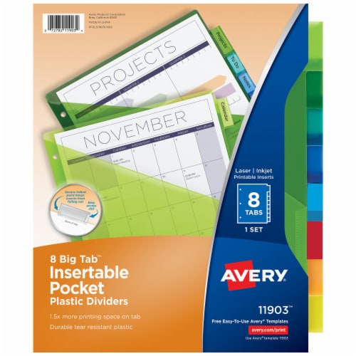 Avery® Big Tab Insertable Pocket Plastic Dividers Perspective: front