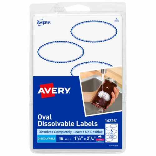 Avery Oval Dissolvable Labels - White Perspective: front
