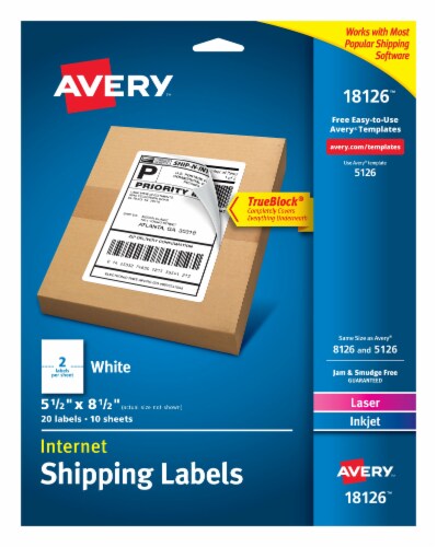 Avery Internet Shipping Labels 20 Pack - White Perspective: front