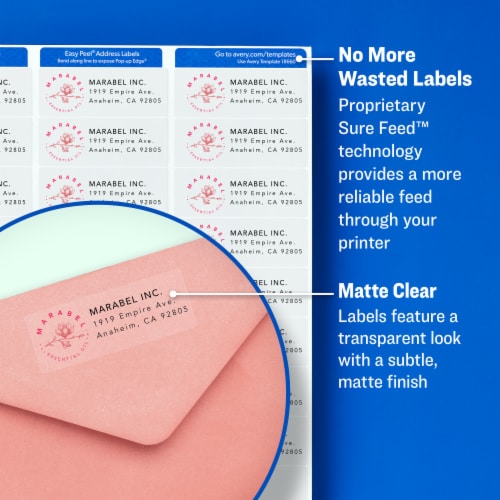 Avery® Easy Peel Ink Jet Mailing Labels - Clear Perspective: front