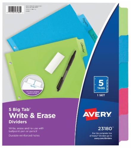 Avery Big Tab Write & Erase Dividers Perspective: front