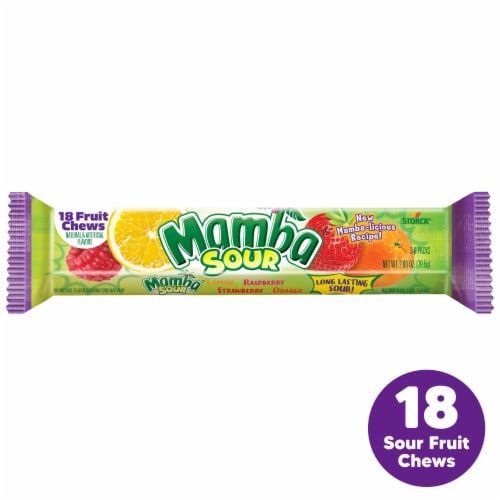Mamba® Sour Fruit Chews Chewy Candy Stick Pack Perspective: front