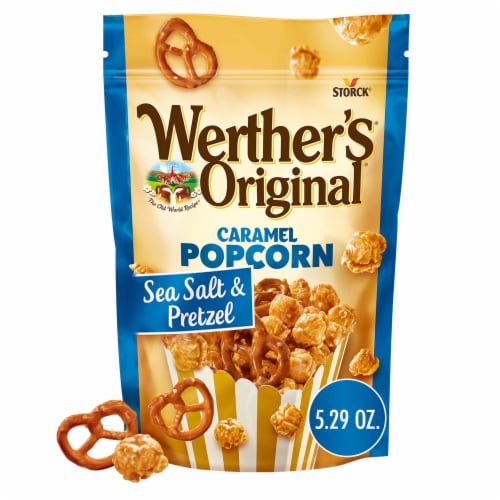 Werther's® Original® Sea Salt & Pretzel Carmel Popcorn Pouch Perspective: front