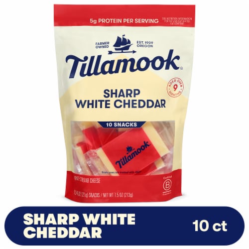 Tillamook® Sharp White Cheddar Snack Cheese Perspective: front