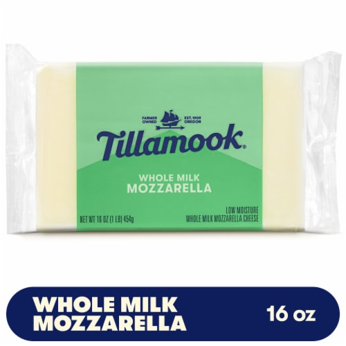 Tillamook Whole Milk Mozzarella Block Cheese Perspective: front