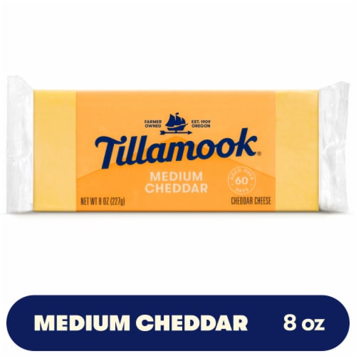 Tillamook Naturally Aged Medium Cheddar Cheese Block Perspective: front