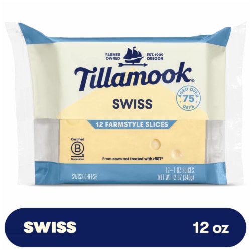Tillamook Farmstyle Thick Cut Swiss Cheese Slices Perspective: front