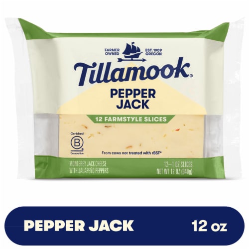 Tillamook Farmstyle Thick Cut Pepper Jack Cheese Slices Perspective: front