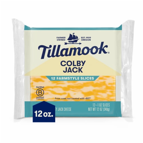 Tillamook Farmstyle Thick Cut Colby Jack Cheese Slices Perspective: front