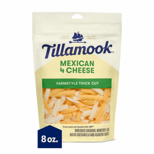 Tillamook Farmstyle Thick Cut Mexican 4 Cheese Shredded Cheese Perspective: front