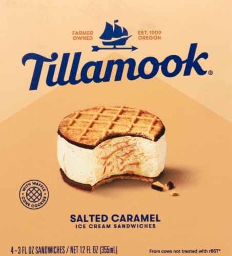 Tillamook Salted Caramel Waffle Cone Gelato Sandwiches Perspective: front
