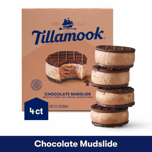 Tillamook Chocolate Mudslide Ice Cream Sandwiches Perspective: front
