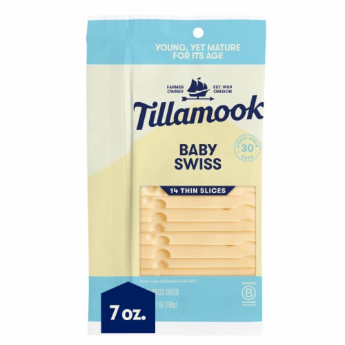 Tillamook Thin Baby Swiss Cheese Slices Perspective: front