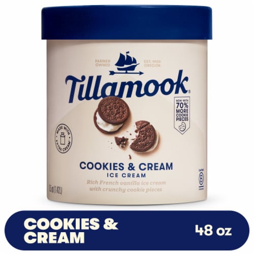 Tillamook Cookies & Cream Ice Cream Tub Perspective: front