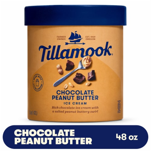 Tillamook Chocolate Peanut Butter Ice Cream Tub Perspective: front