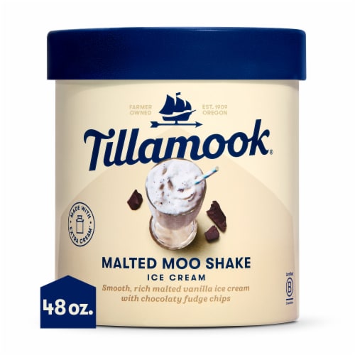 Tillamook Malted Moo Shake Ice Cream Tub Perspective: front
