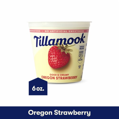 Tillamook Low Fat Oregon Strawberry Good & Creamy Yogurt Perspective: front
