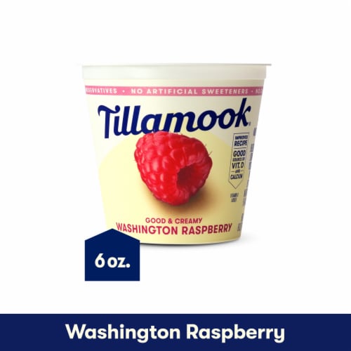 Tillamook Low Fat Washington Raspberry Good & Creamy Yogurt Perspective: front