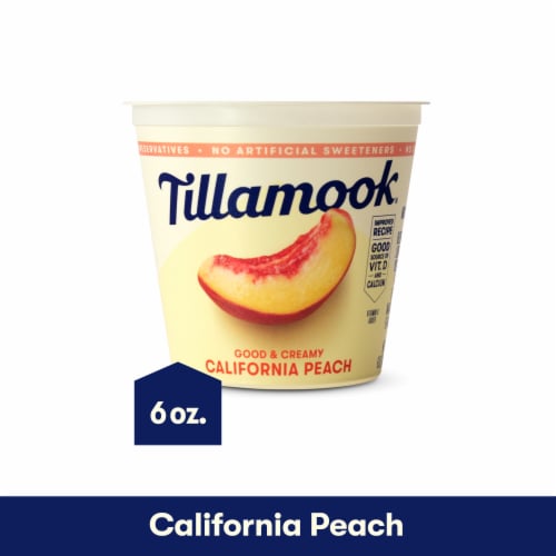 Tillamook Low Fat California Peach Good & Creamy Yogurt Perspective: front