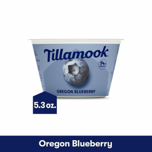 Tillamook Low Fat Oregon Blueberry Greek Yogurt Perspective: front