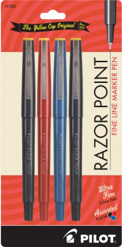 Pilot Razor Point 0.3mm Ultra-Fine Line Marker Pens - 4 Pack - Multi-Color Perspective: front
