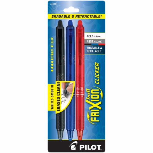 Pilot FriXion Ball Clicker Erasable Gel Pens, Fine Point, Black Ink - 3 pack