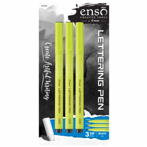 Enso Lettering Pen 3 - pk Chisel Tip - Black Perspective: front
