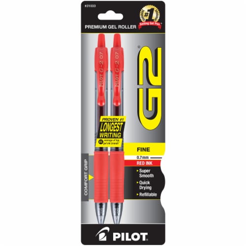 Pilot® G2® Comfort Grip Premium Fine Point Gel Roller Pens - Red Perspective: front