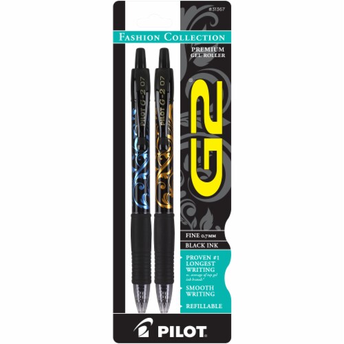 Pilot G2 Retractable Gel Ink Pens Fine Point 0.7 mm Clear Barrel