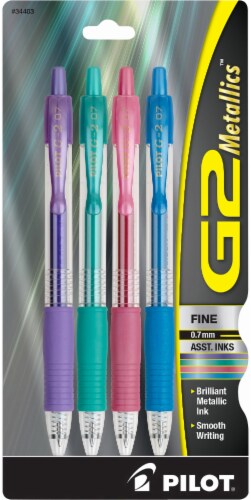 Pilot G2 Metallics 07.mm Fine Point Pens - 4 Pack - Multi-Color Perspective: front