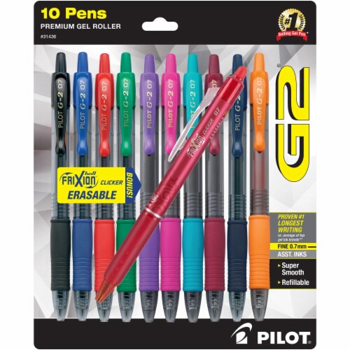Pilot G2 Premium Fine Point Gel Roller Pens with FriXion Erasable Pen - Assorted Perspective: front