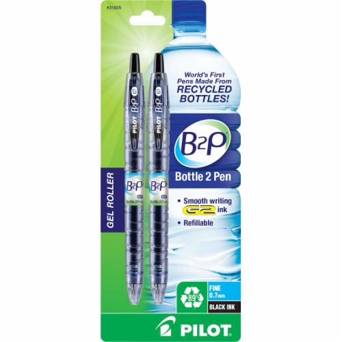 Pilot B2P Gel Roller Recycled Fine Point Pens - Black Perspective: front