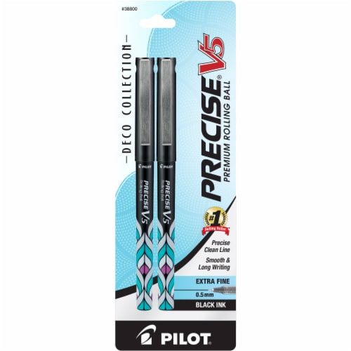 Pilot® Black Precise V5 Deco Collection Extra Fine Point Rolling Ball Pens Perspective: front
