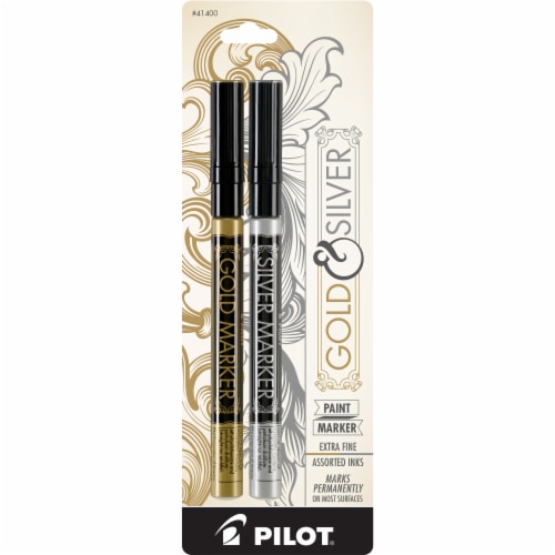 Pilot® Extra Fine Point Metallic Markers - Gold/Silver Perspective: front