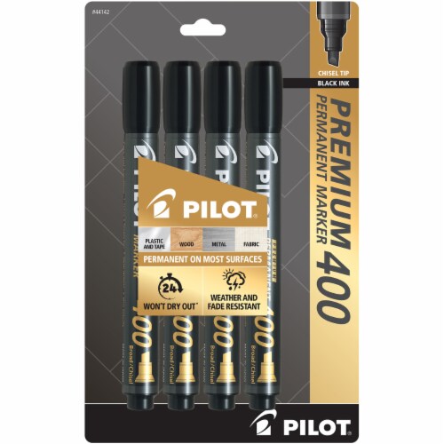 Pilot® Premium 400 Chisel Point Permanent Marker 4 Pack - Black Perspective: front
