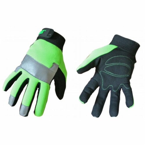 Cat Gloves Rainwear Boss Mfg Jumbo Fluorescent Green Spandex Back Gloves CAT01 Perspective: front