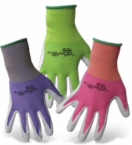 Boss Ladyfinger Adult Garden Gloves, Medium, Assorted Colors Perspective: front