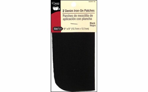 Dritz Iron-On Patches 5 X5  2/Pkg-Black Denim Perspective: front