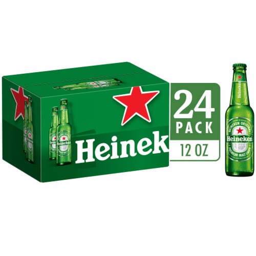 Heineken Original Lager Beer, 24 Pack, 12 fl oz Bottles Perspective: front