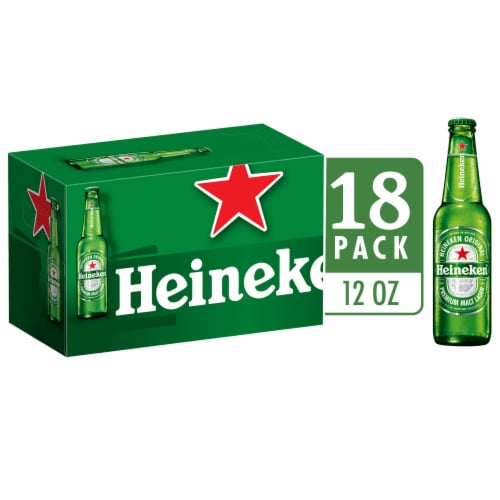 Heineken Original Lager Beer, 18 Pack, 12 fl oz Bottles Perspective: front