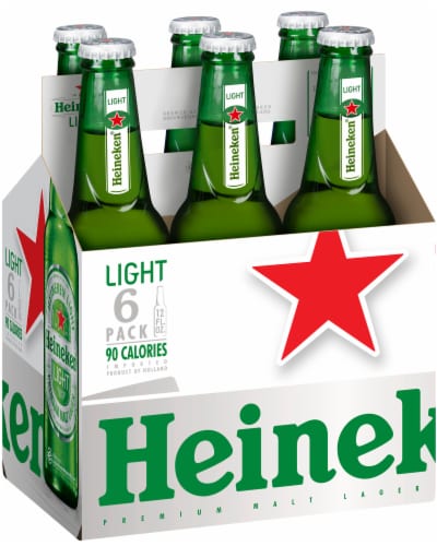 Heineken Light Lager Beer, 6 Pack, 12 fl oz Bottles Perspective: front
