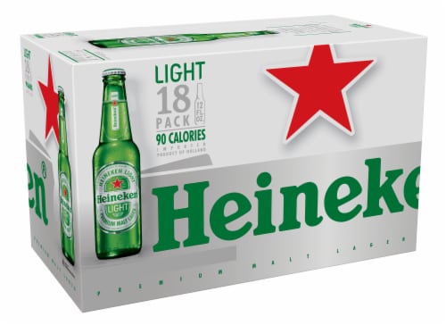Heineken Light Lager Beer, 18 Pack, 12 fl oz Bottles Perspective: front